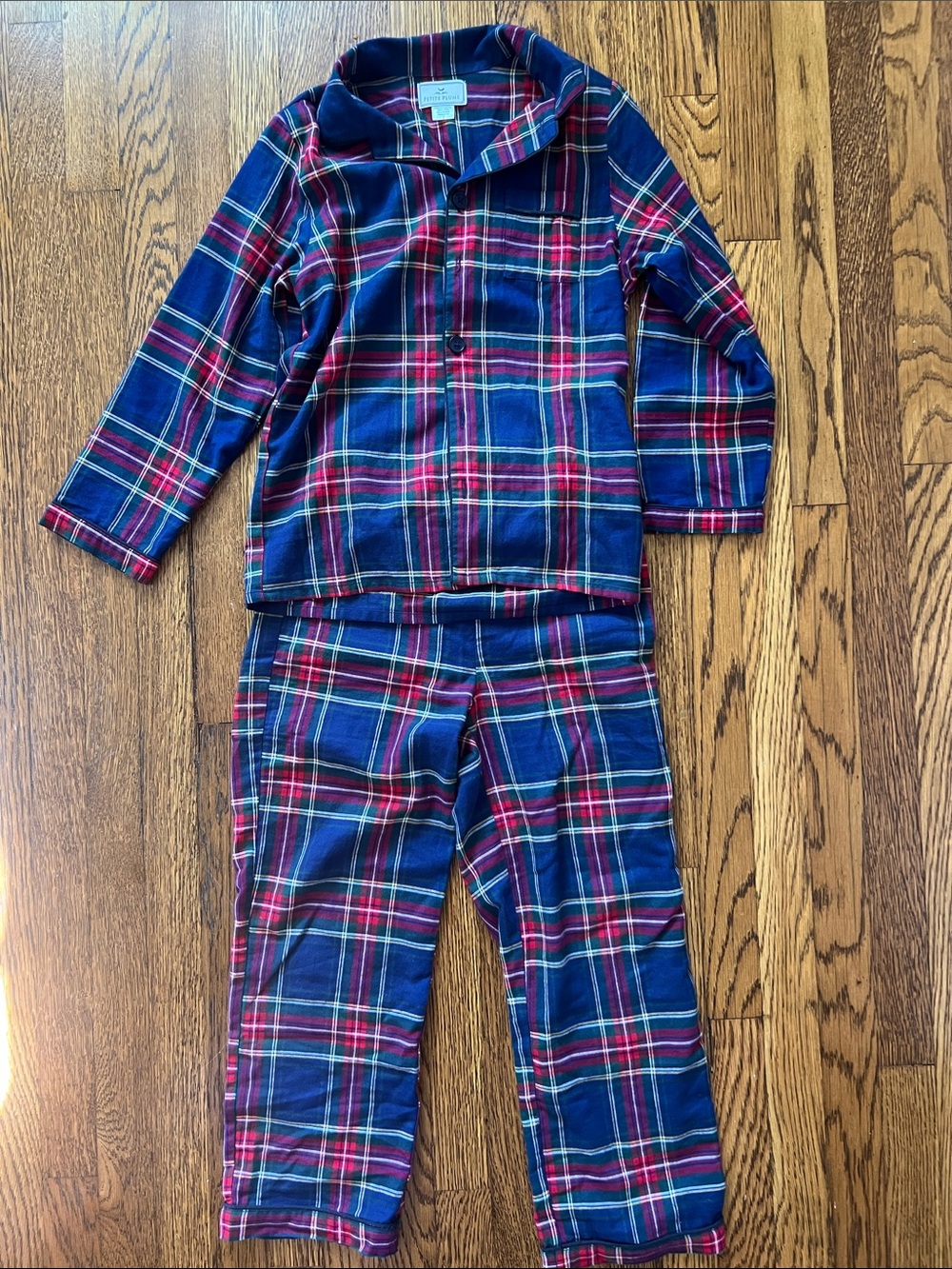 Petite Plume Kids Navy Tartan PJ set